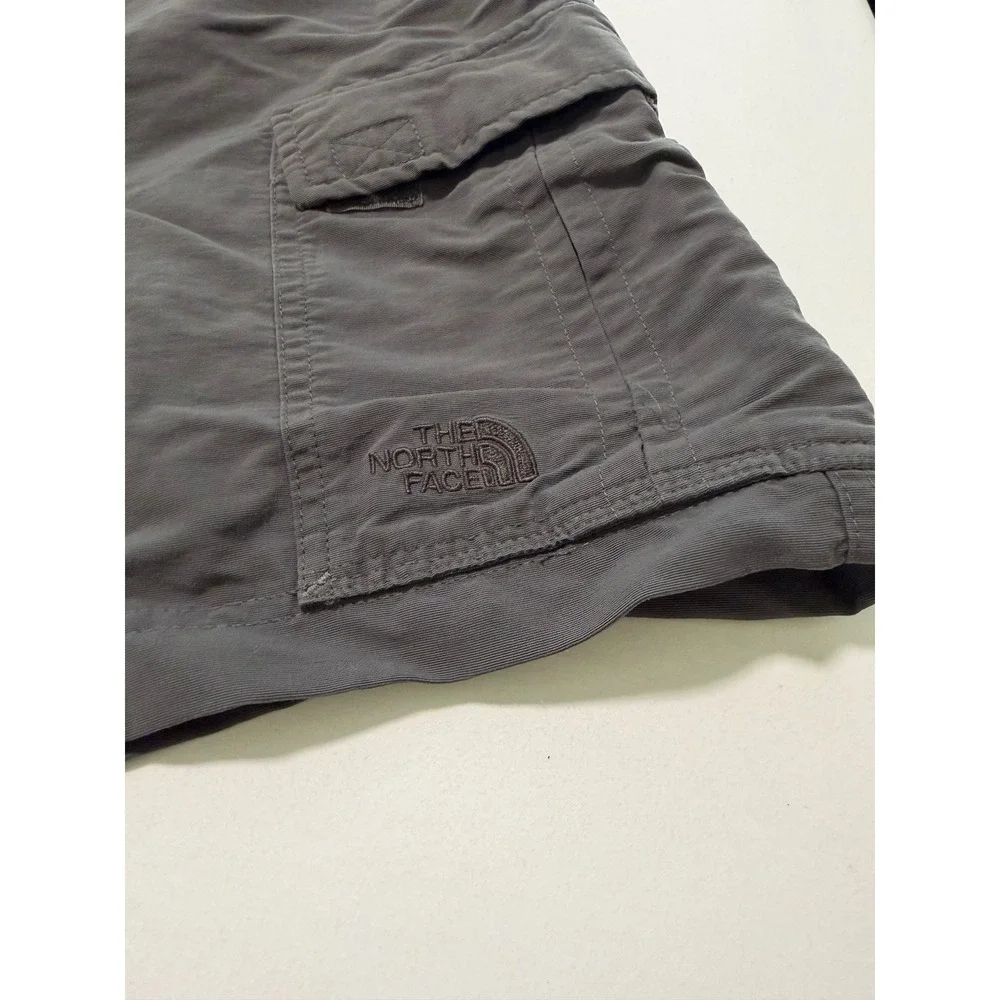 The North Face Mens XL Grey Nylon Belted Cargo Hiking Shorts Charcoal 6 Inseam
